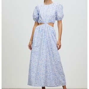 Faithfull the Brand Alessandro's Floral Cutout Midi Dress Small Blue White